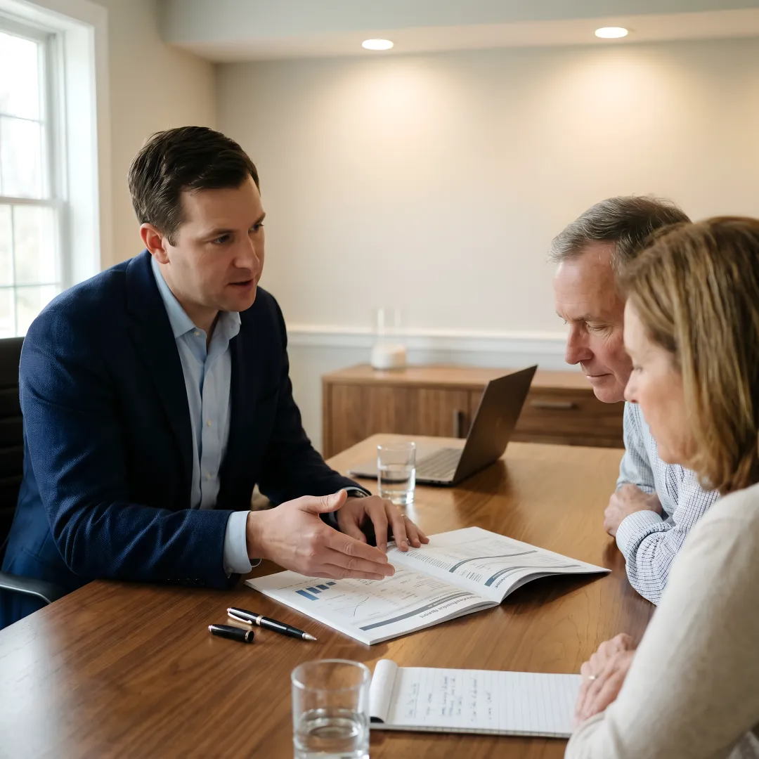 Financial advisor reviewing a client plan