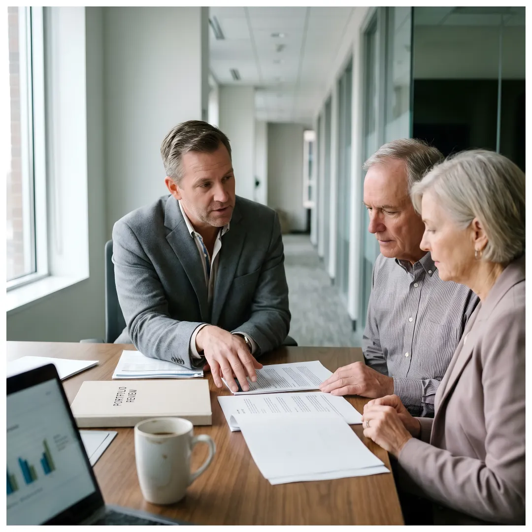 Financial advisor reviewing a client planning portfolio