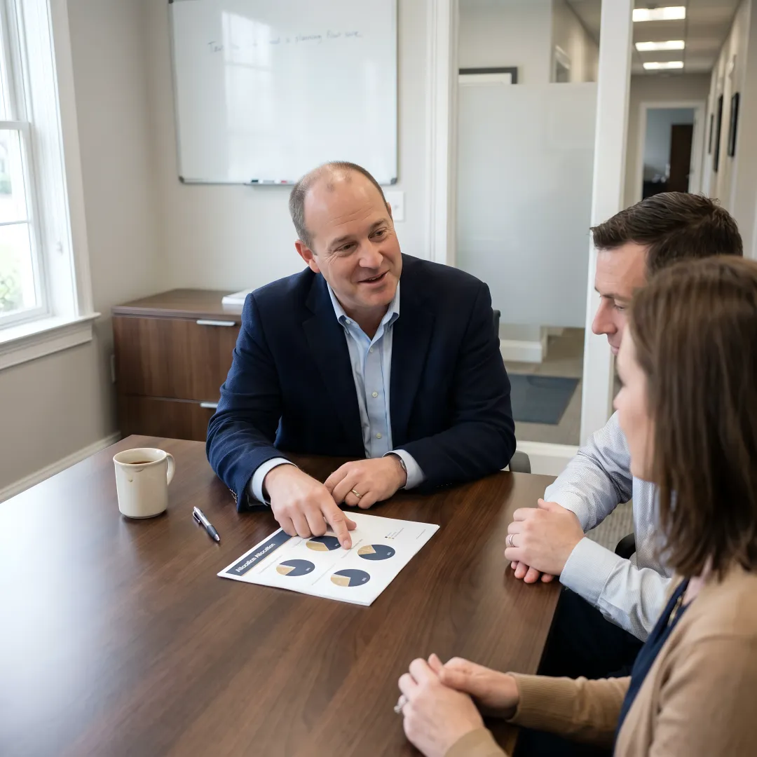 Advisor explaining retirement plan options to clients