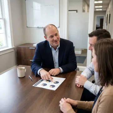 Advisor explaining retirement plan options to clients