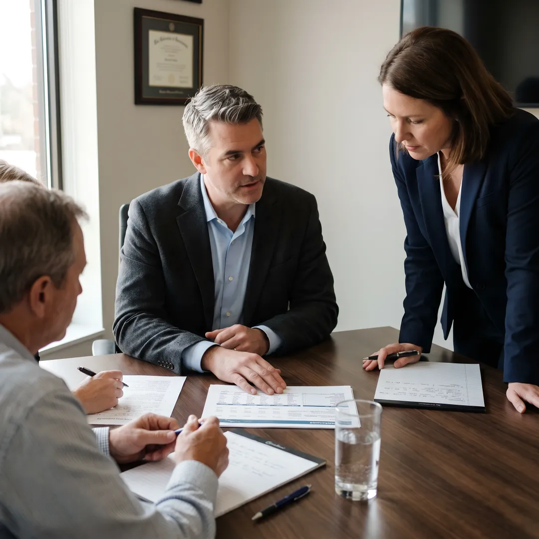 Advisor explaining a financial planning process to clients