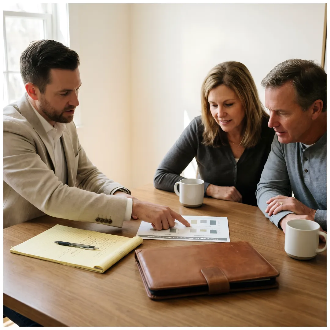 Advisor mapping estate planning steps with clients