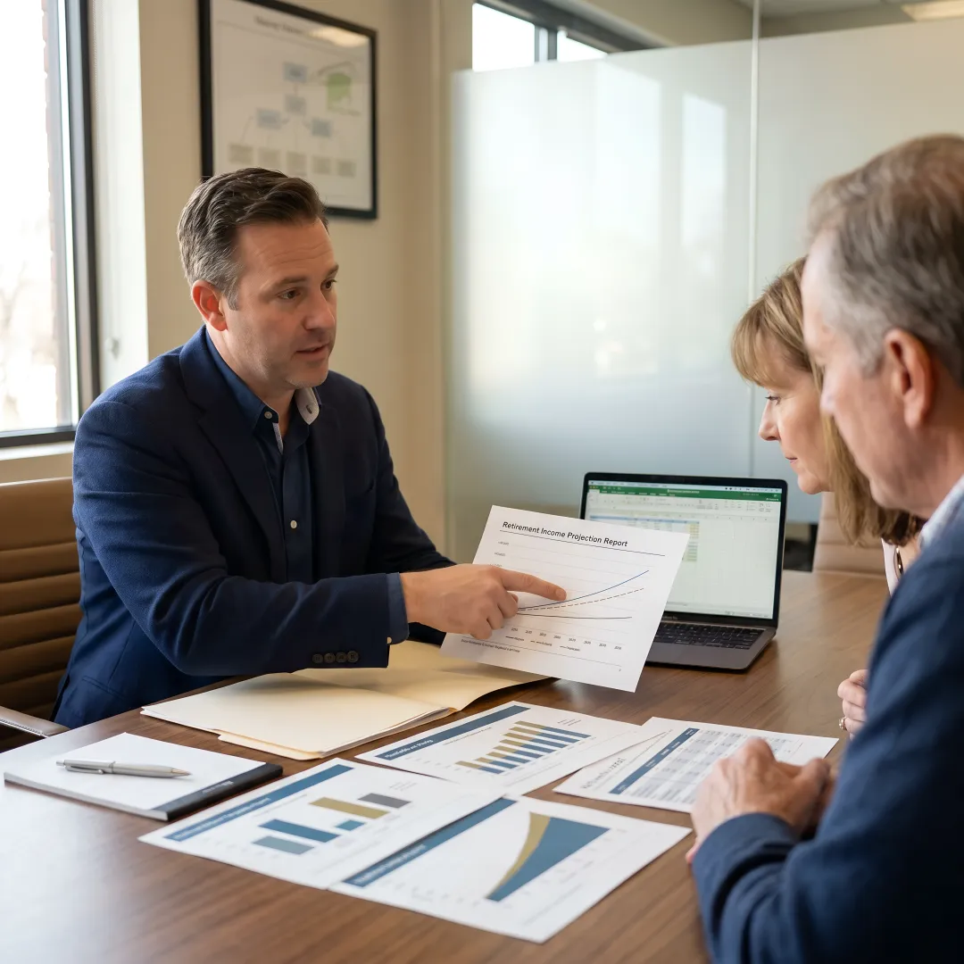 Retirement tax planning advisor meeting with clients