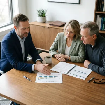 Advisor reviewing retirement plan with pre-retiree couple