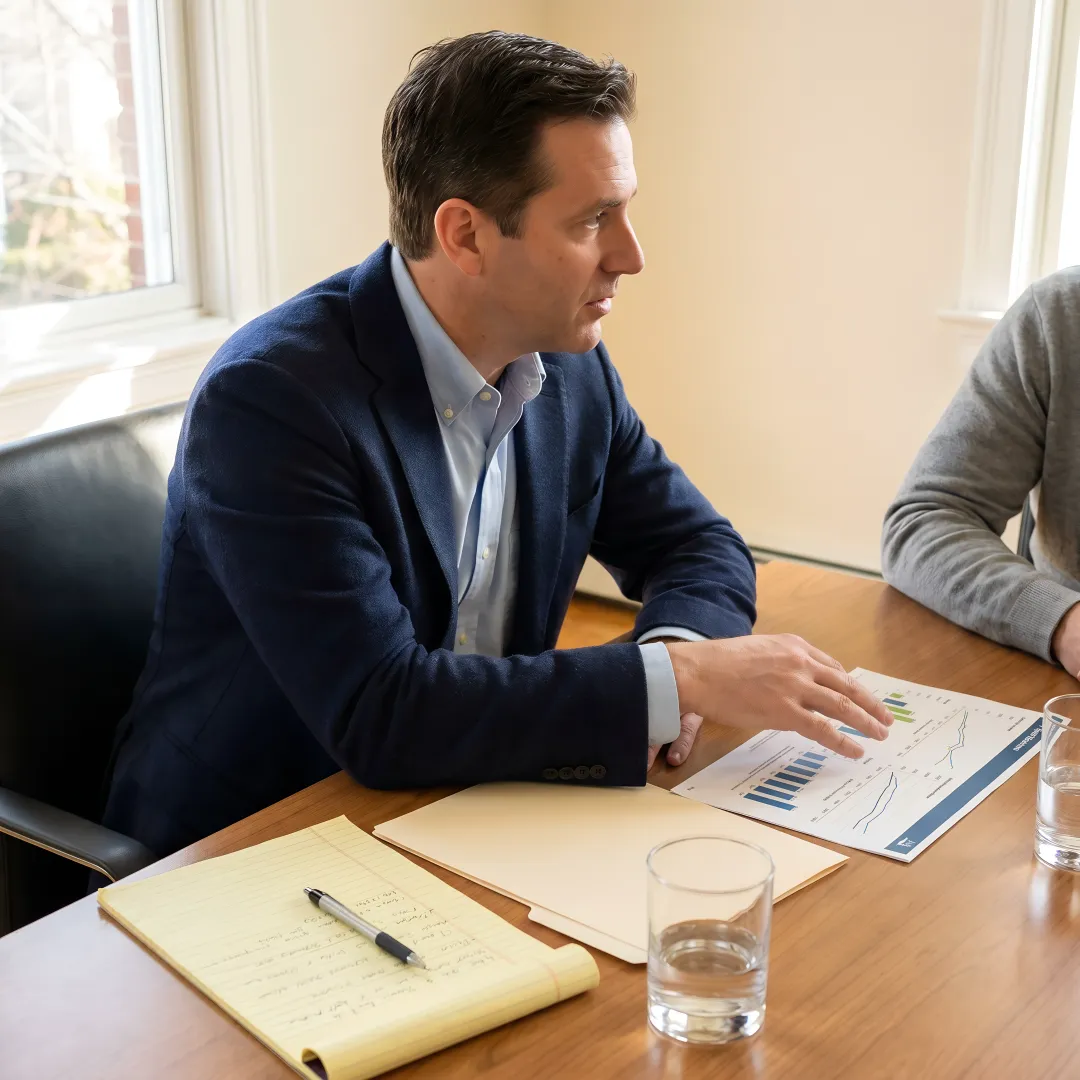 Advisor reviewing retirement plan documents with a client