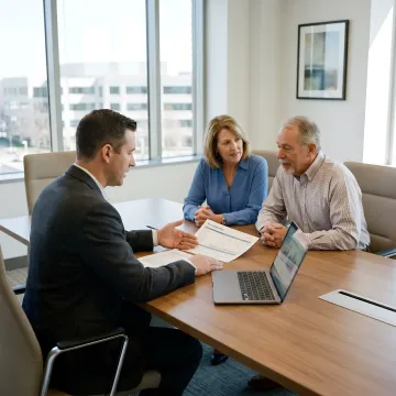 Financial advisor reviewing a wealth strategy with clients