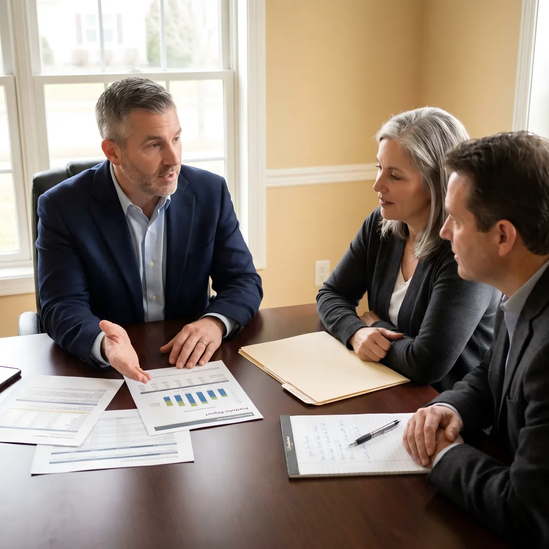 Advisor reviewing a financial plan with clients