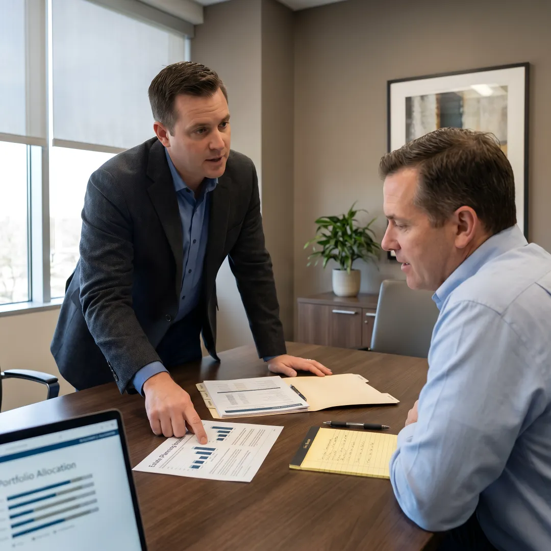 Financial advisor meeting with a business owner