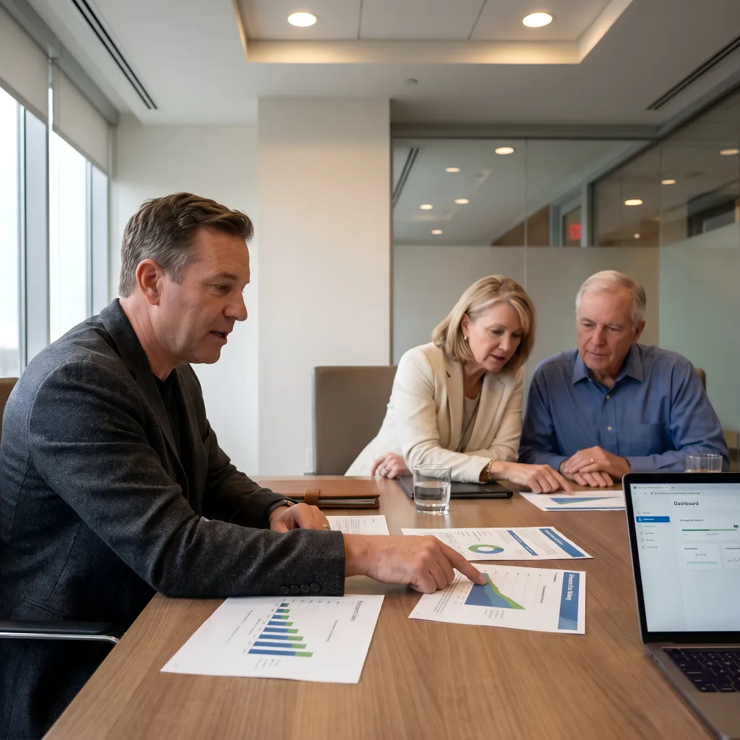 Advisor reviewing a financial plan with clients