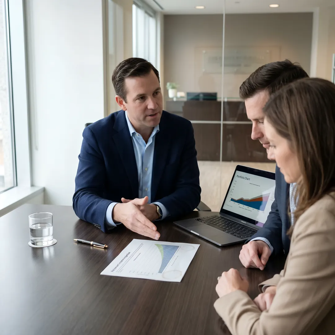 Advisor reviewing retirement planning documents