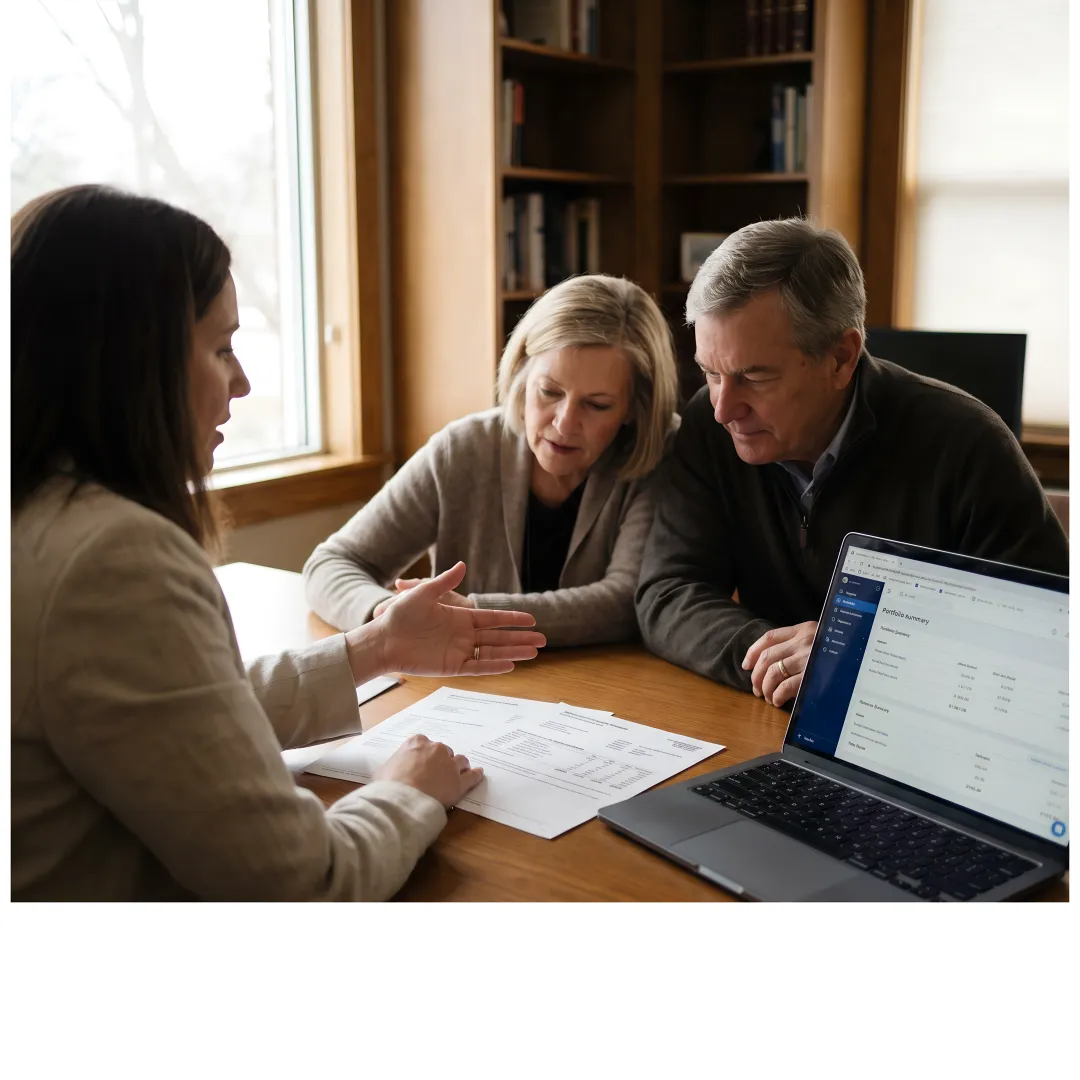 Advisor explaining IRA rollover options