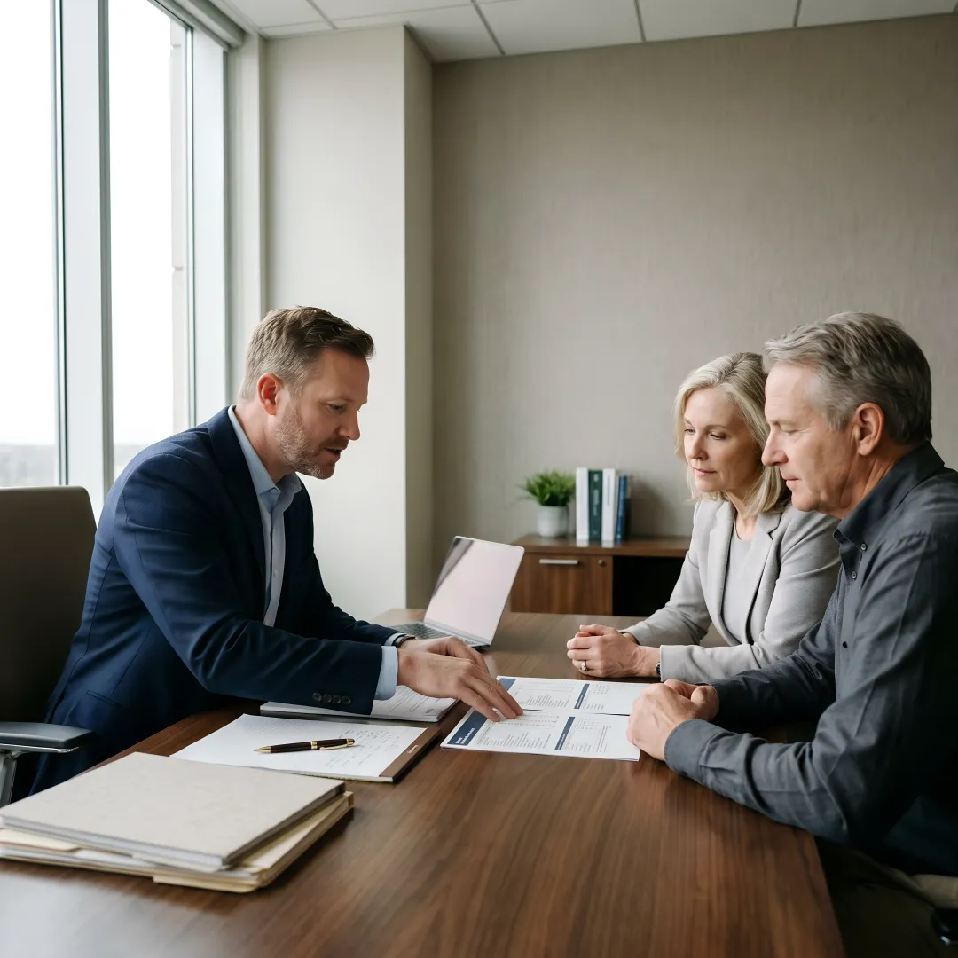 Advisor reviewing integrated financial plan with clients