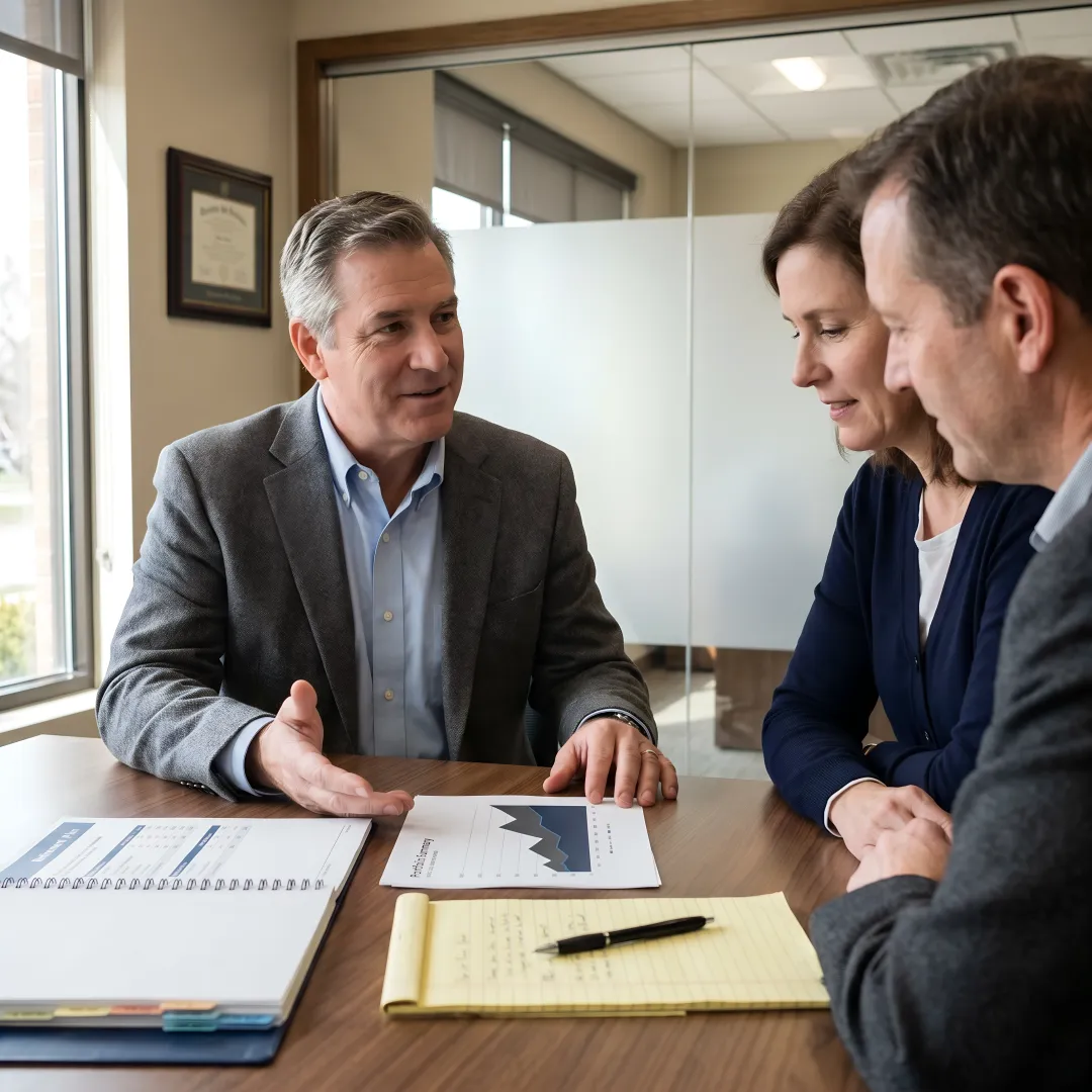 Financial advisor discussing retirement plan with clients