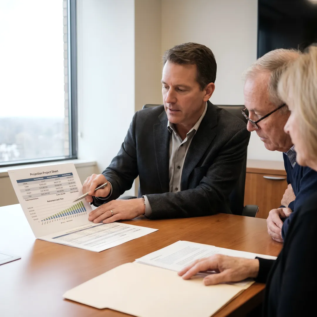 Advisor reviewing Medicare cost projections