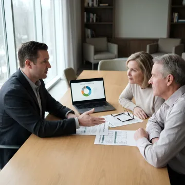 Financial advisor planning with a family