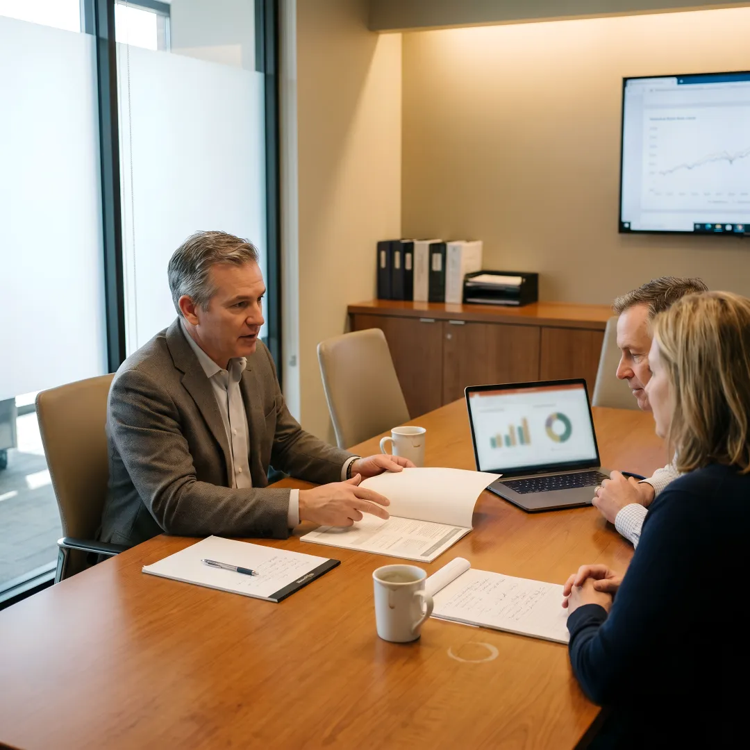 Financial planner guiding clients through a planning process