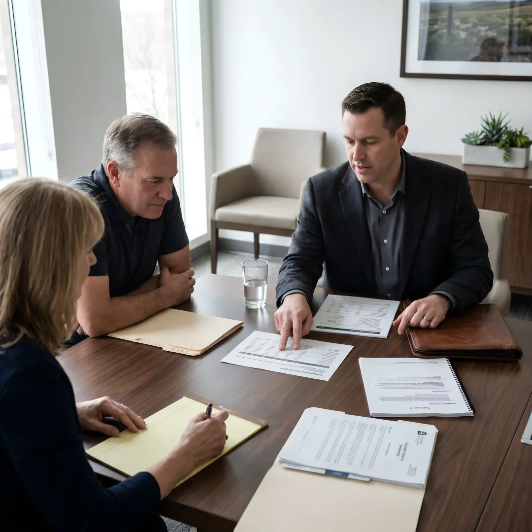 Advisor reviewing wealth plan with clients