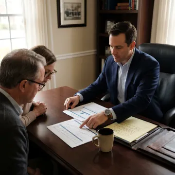 Advisor reviewing estate tax planning documents
