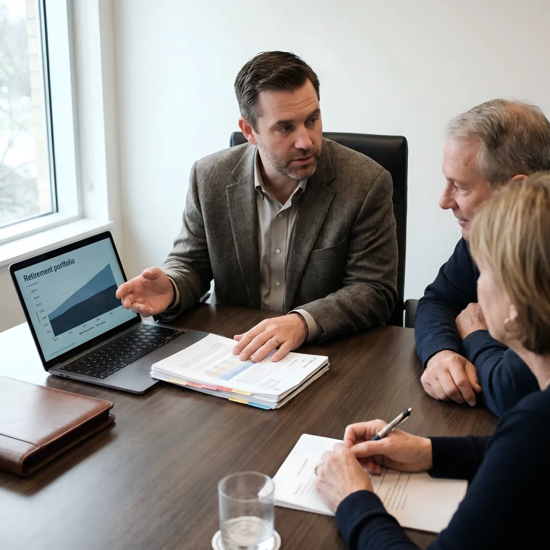Financial advisor reviewing 401k rollover documents