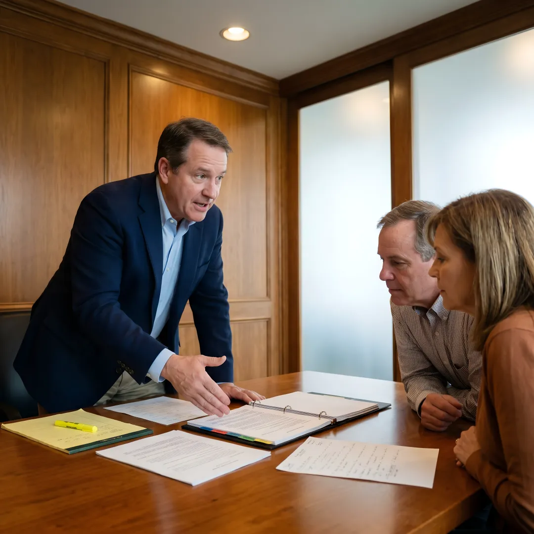 Advisor discussing estate planning documents with a family