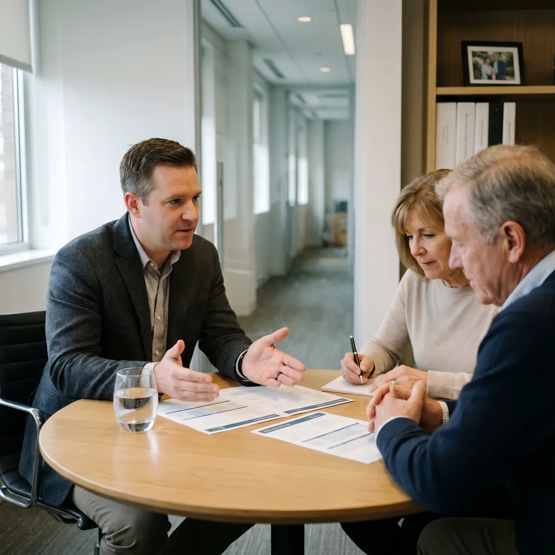 Advisor reviewing a financial plan with a family