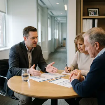 Advisor reviewing a financial plan with a family