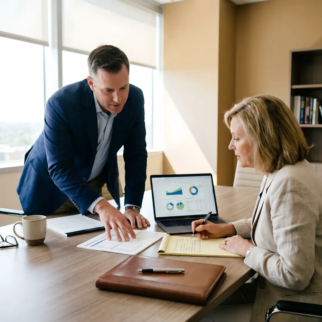 Advisor discussing wealth management with a woman client