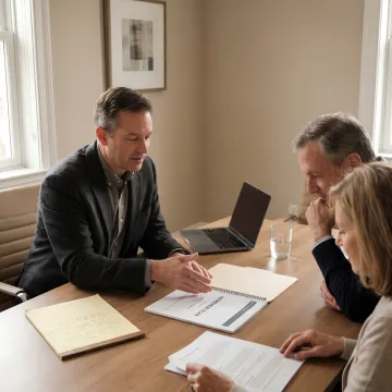 Fiduciary advisor discussing tax and estate planning with clients