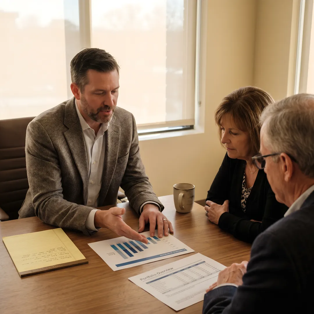 Advisor reviewing integrated financial plan with clients