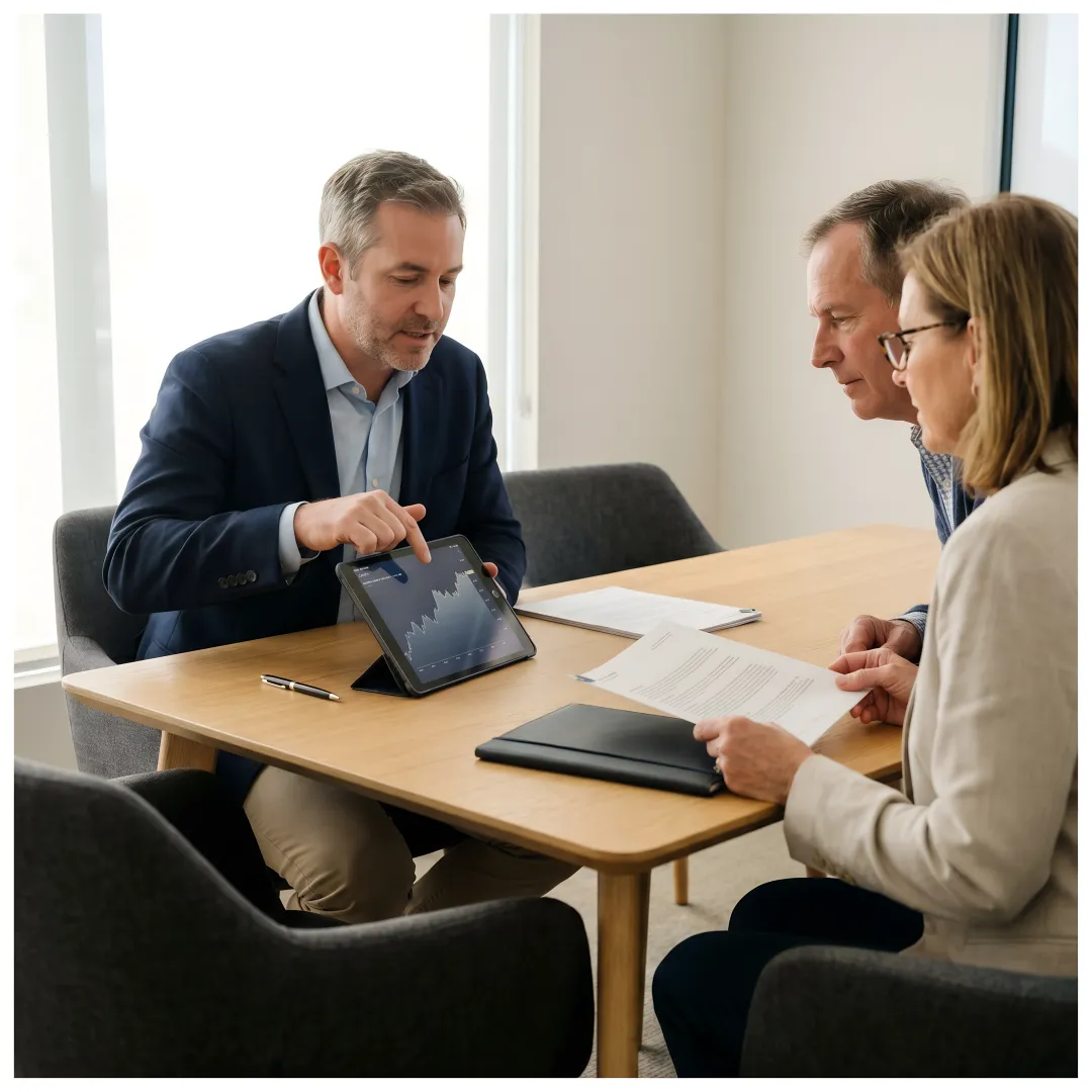 Financial advisor explaining rollover steps to clients