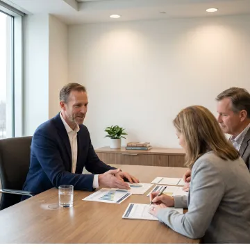 Advisor reviewing financial plan with clients