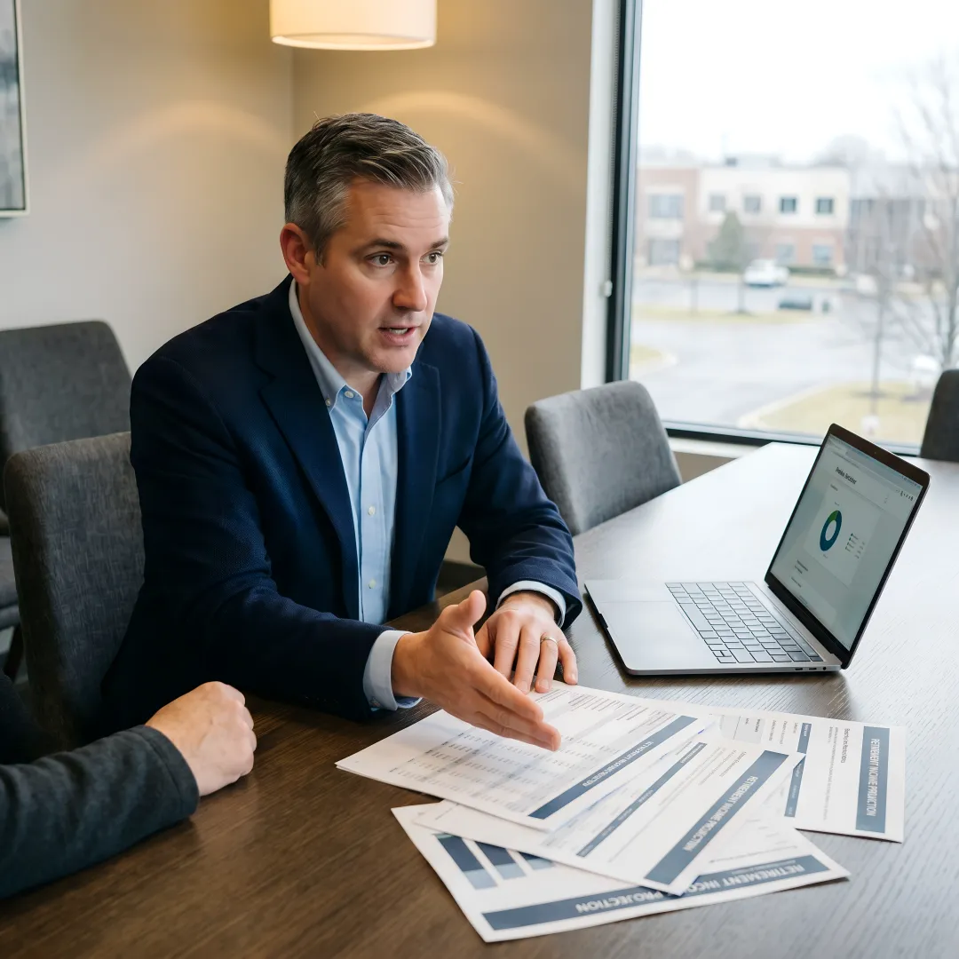 Advisor reviewing integrated wealth and insurance plan