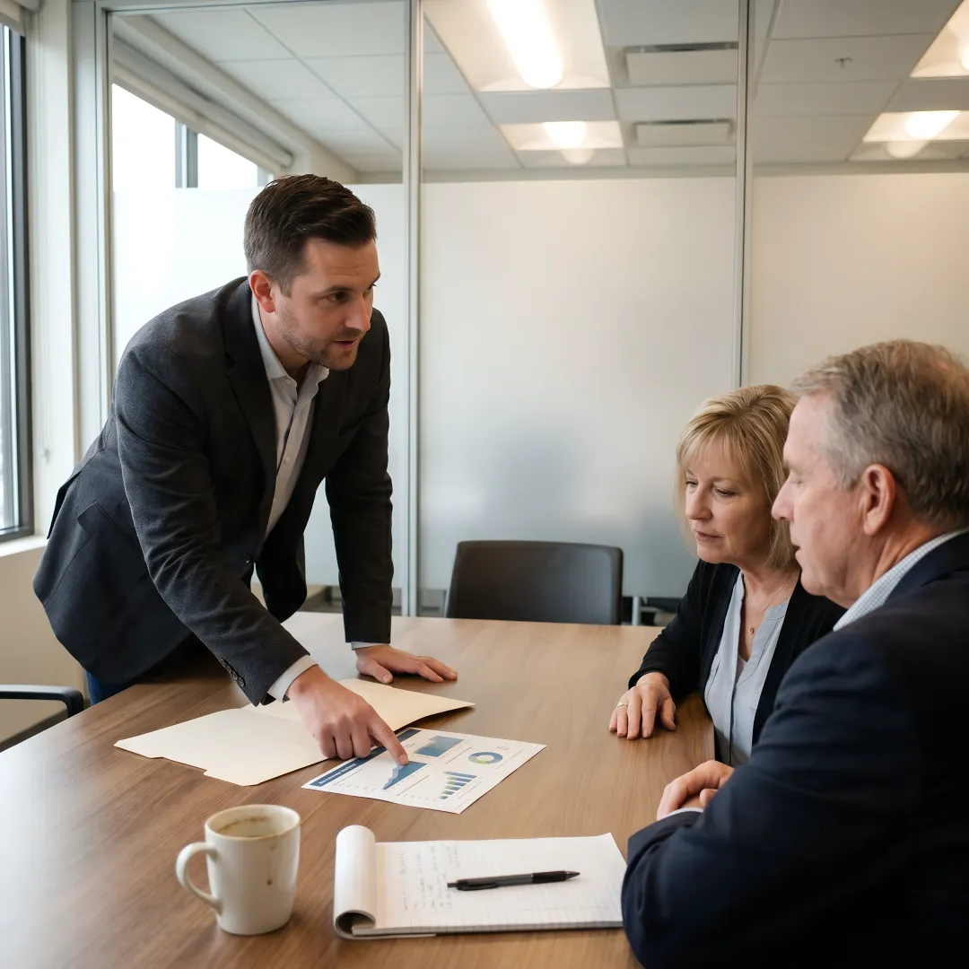 Advisor discussing tax and financial planning with clients