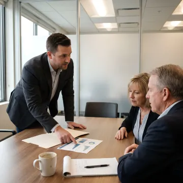Advisor discussing tax and financial planning with clients