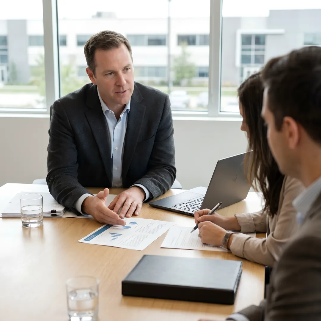 Fiduciary financial advisor meeting with clients
