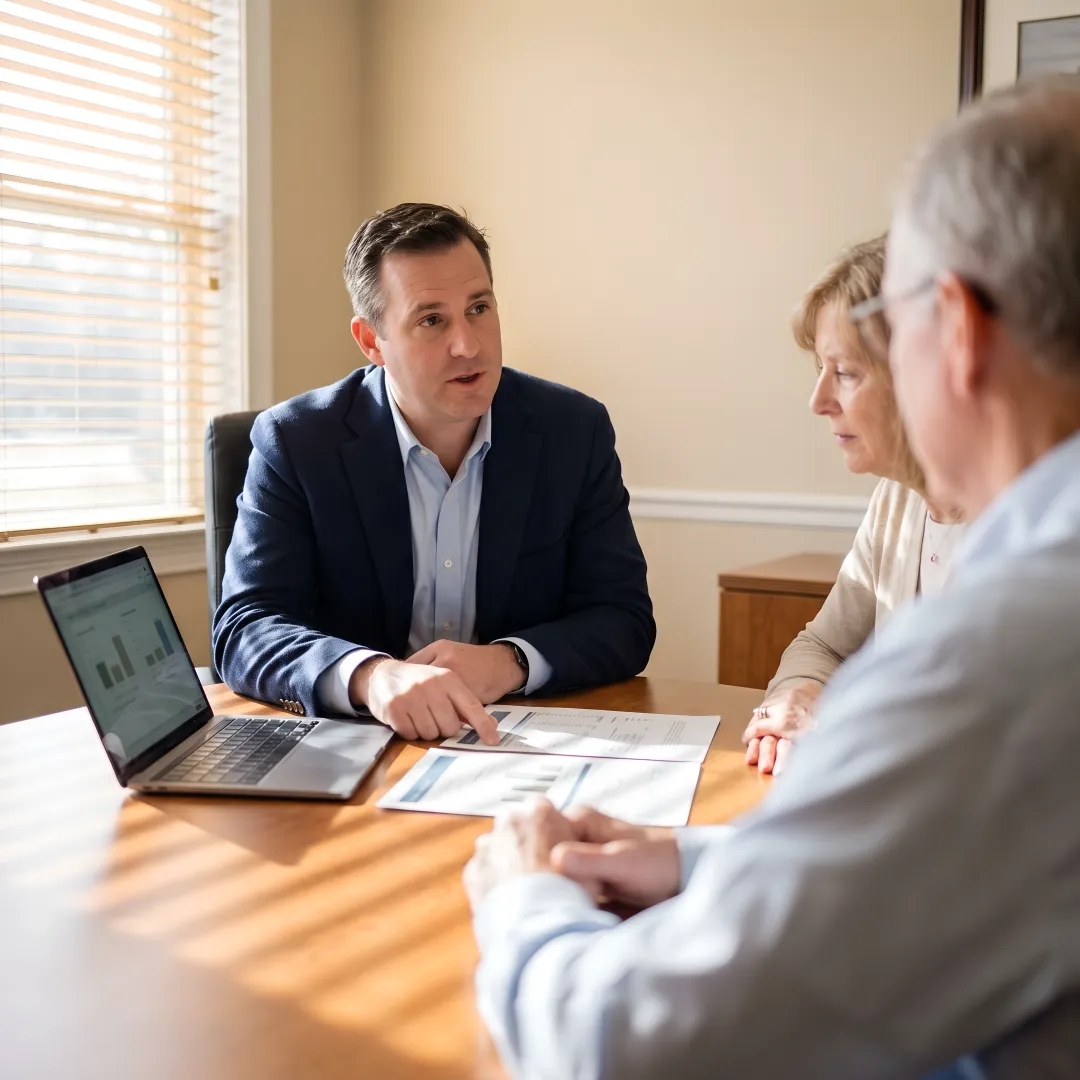 Advisor reviewing investment plan with clients