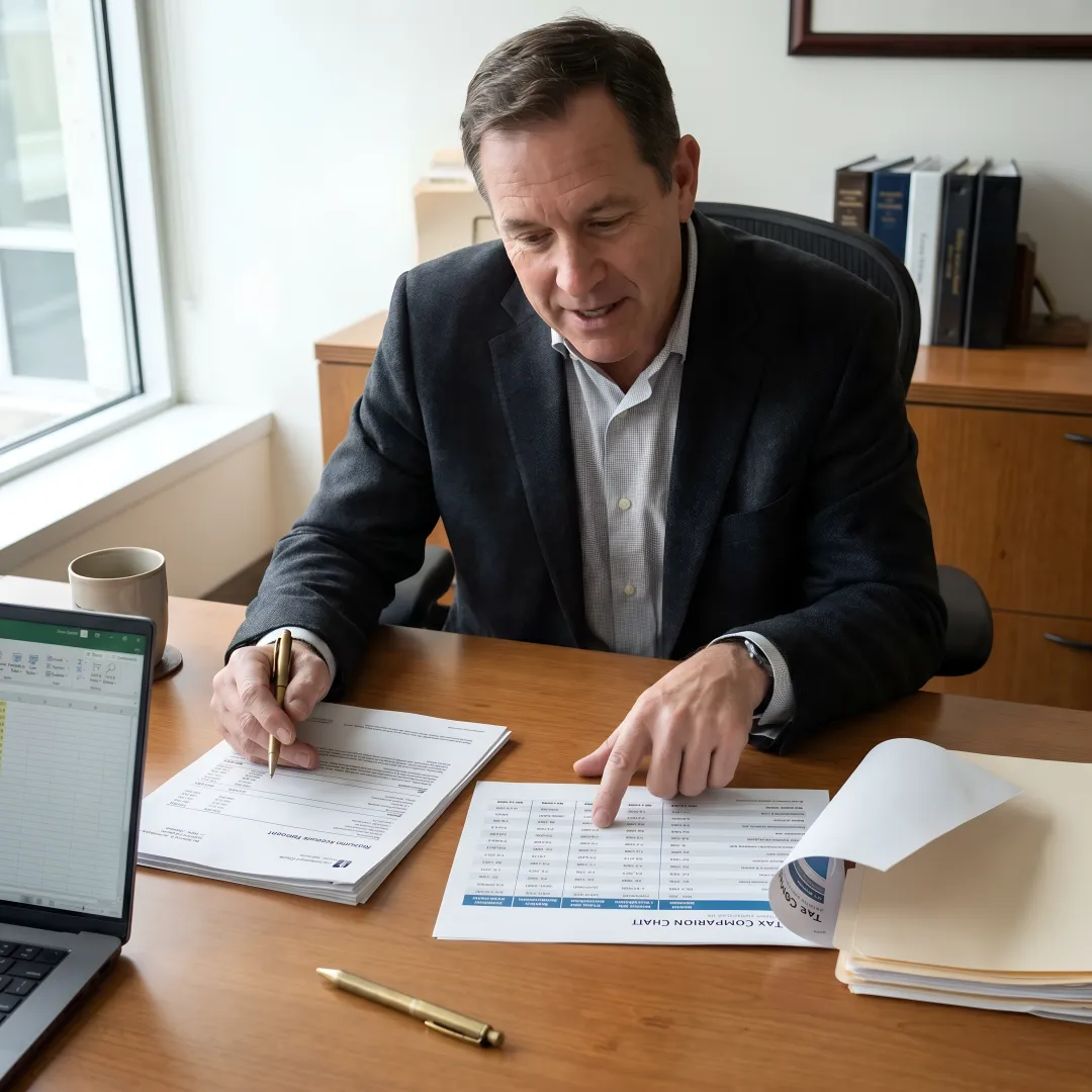 Advisor reviewing Roth conversion planning documents