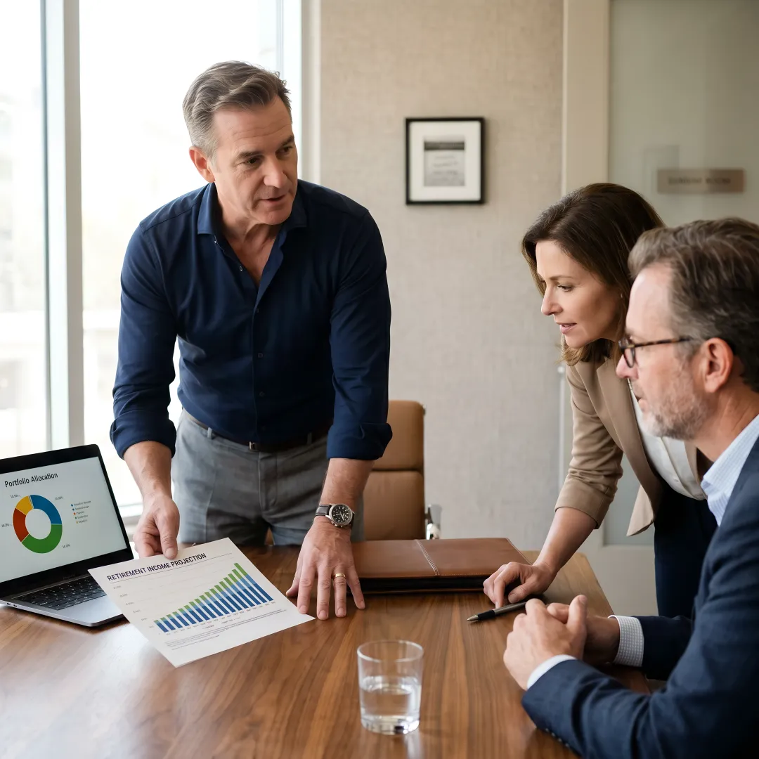 Financial advisor reviewing a planning strategy with clients