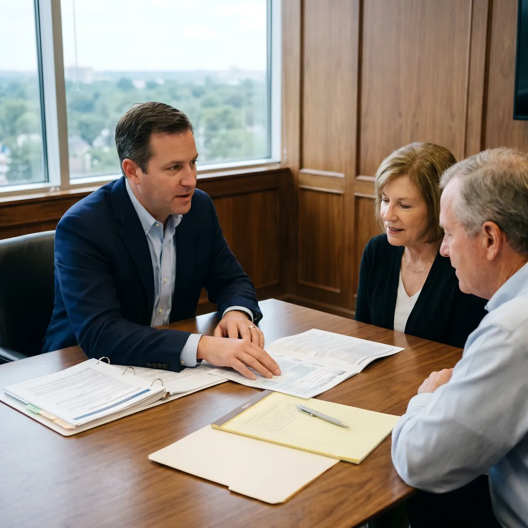 Advisor reviewing estate and tax planning documents