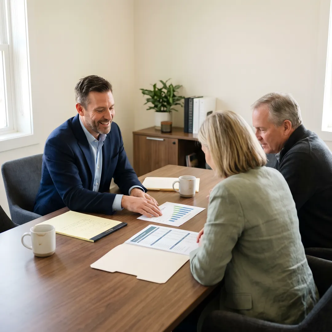 Retirement consultant reviewing financial plan