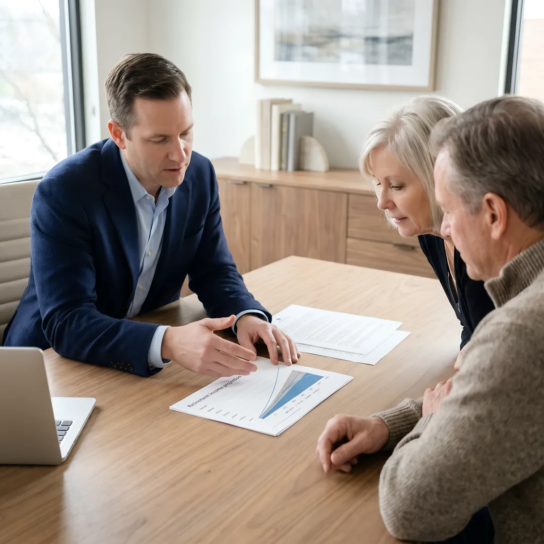 Advisor reviewing retirement plan with clients