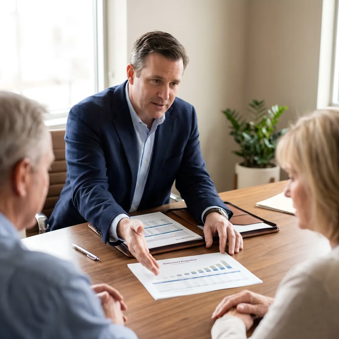 Advisor reviewing family wealth plan with clients
