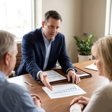 Advisor reviewing family wealth plan with clients