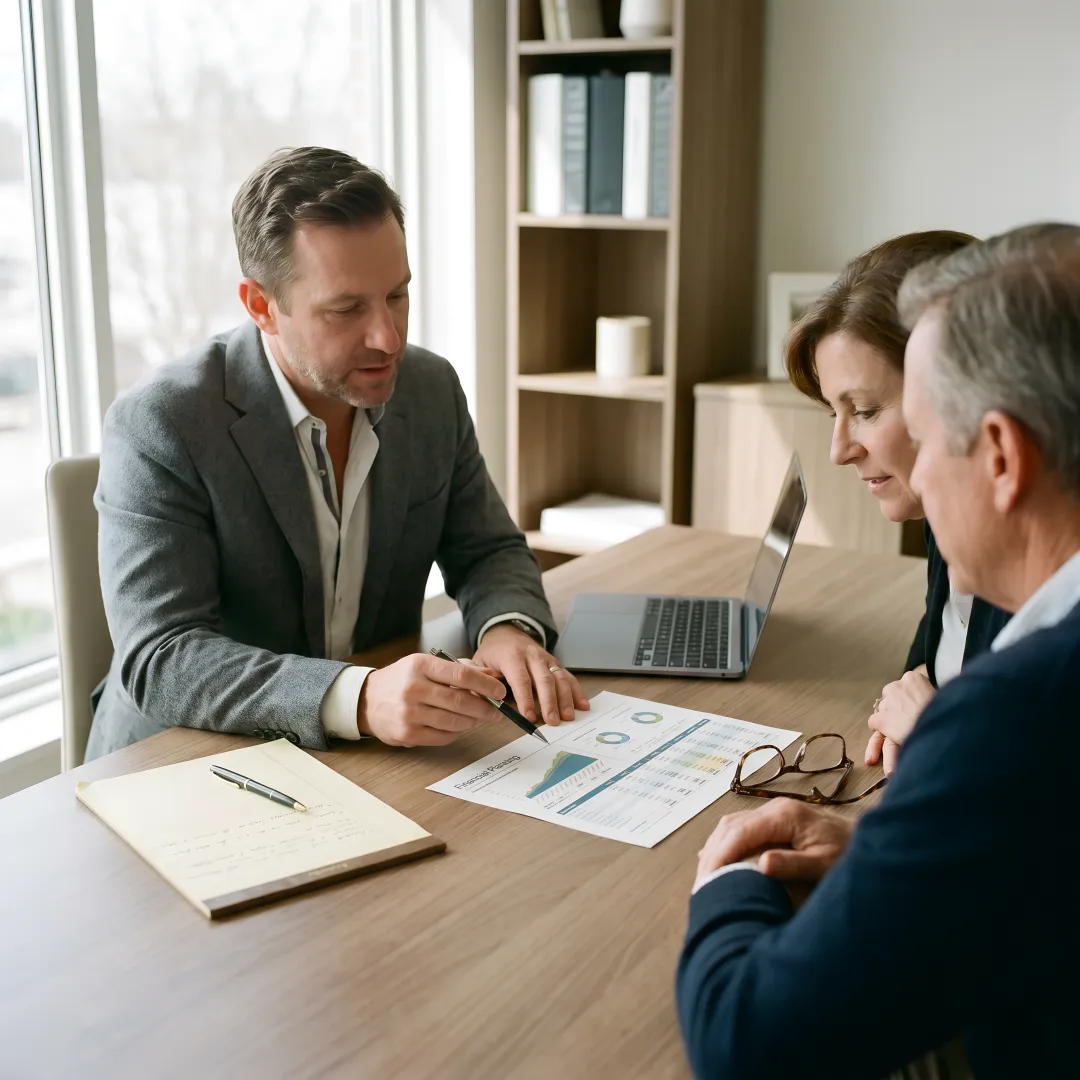 Financial advisor guiding clients through a planning process