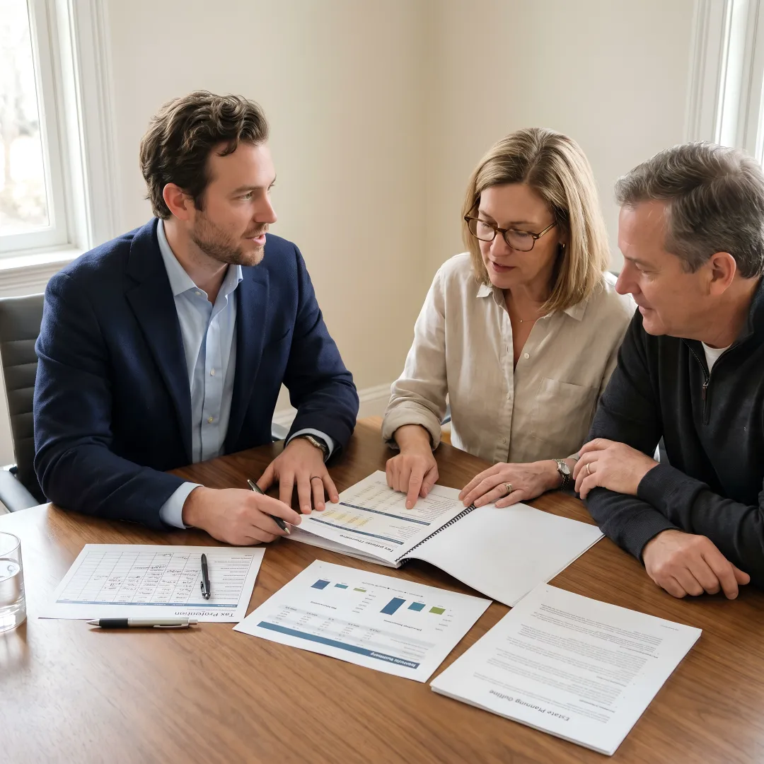 Private wealth management meeting with financial advisor