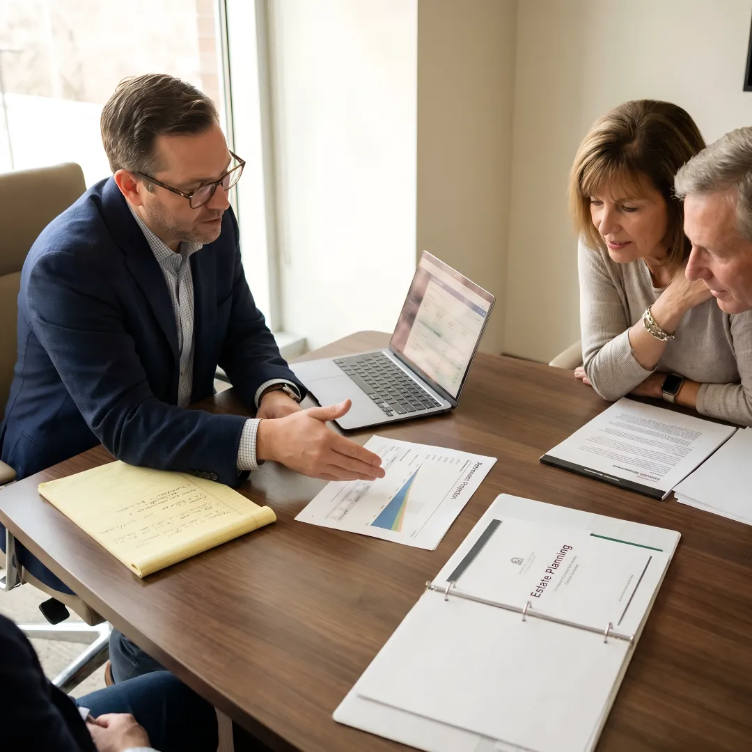 Advisor reviewing estate and tax planning documents