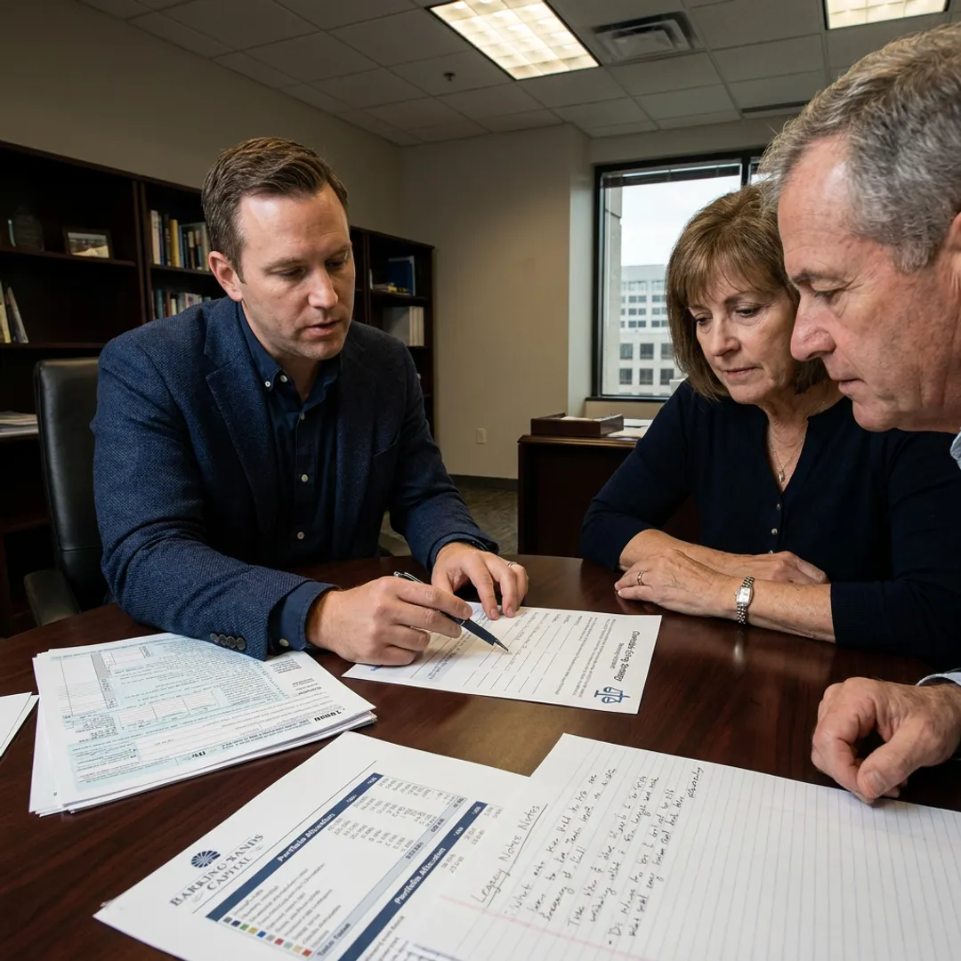 Advisor reviewing charitable giving plan with clients