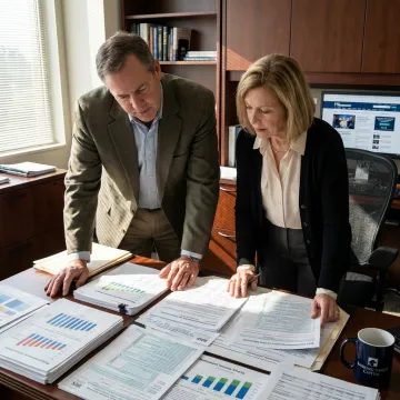 Advisor reviewing retirement planning documents with a retired CPA