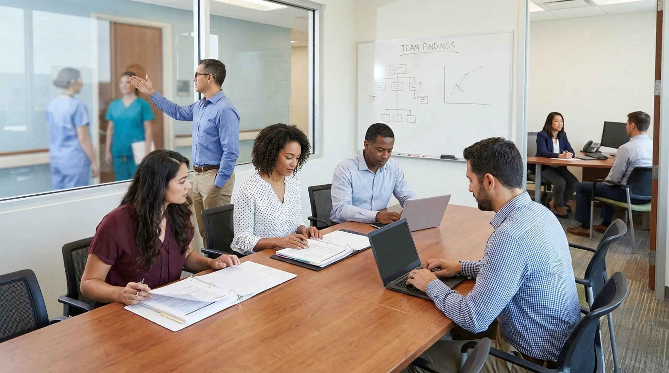 Advisory team conducting healthcare organizational ground truth audit
