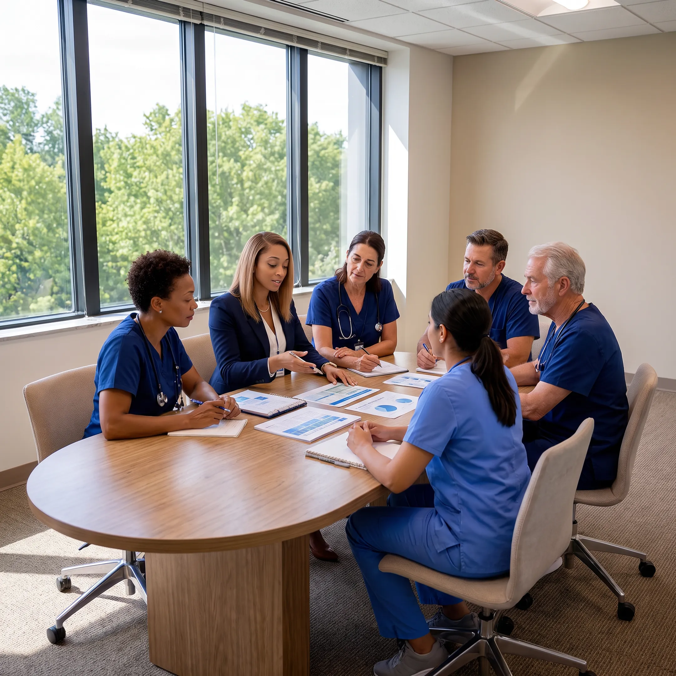 Healthcare leaders collaborating during an organizational effectiveness consultation